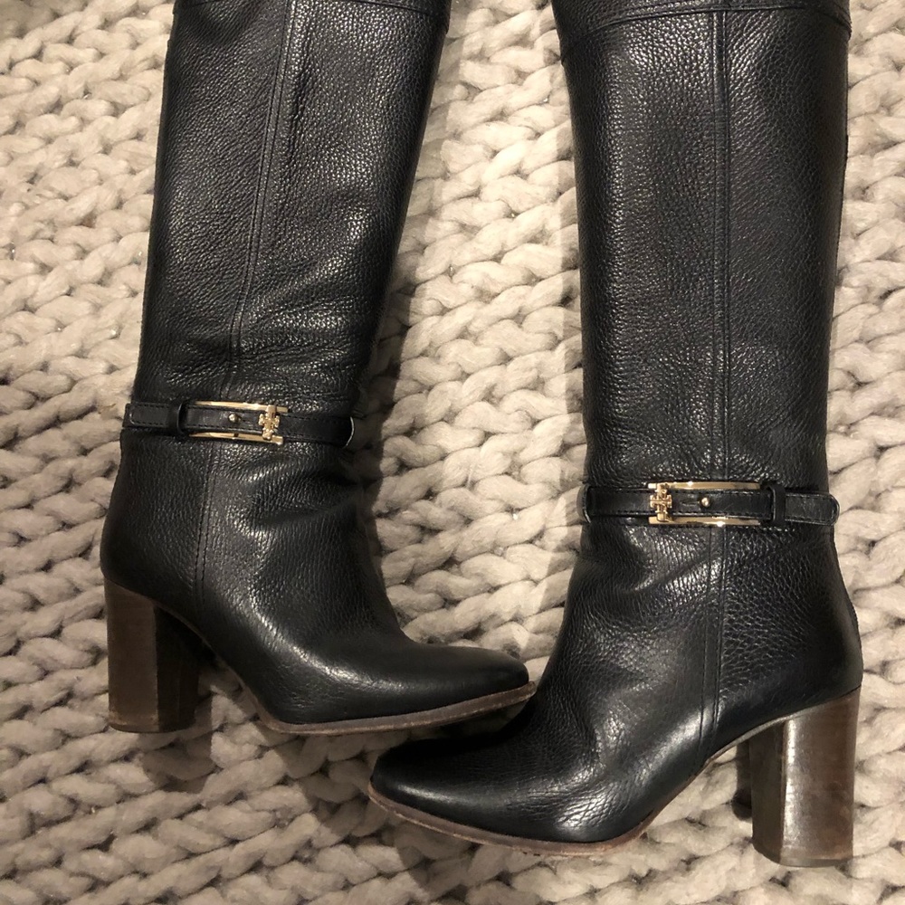 Tory Burch black leather riding boots